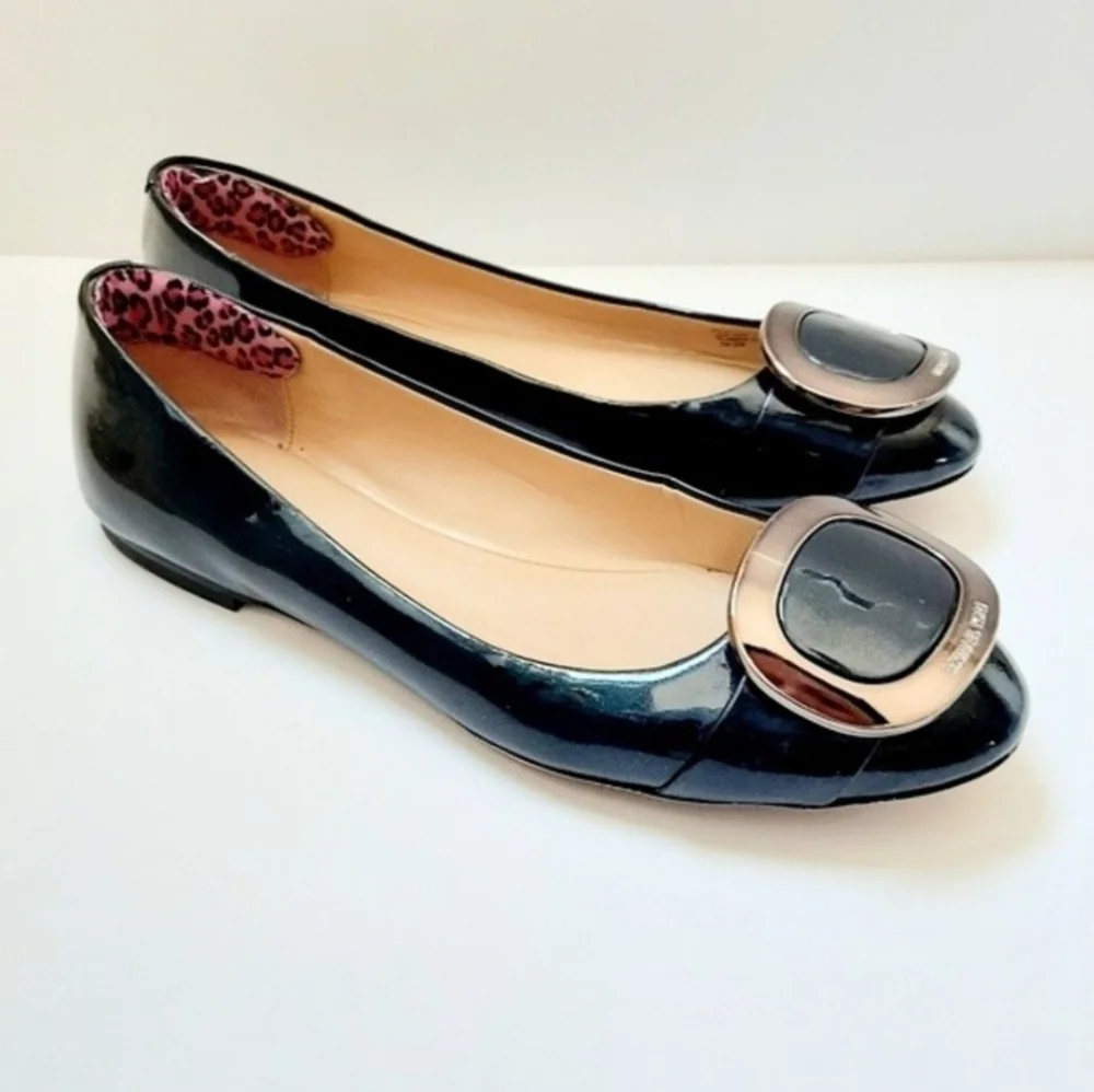 MICHAEL Michael Kors Pauline Patent Genuine Leather Ballet Flats Shoes Teal Sz 7 - Picture 16 of 16
